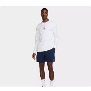 Nike Mens M Navy French Terry Flow Shorts With Drawstring Waistband athletic